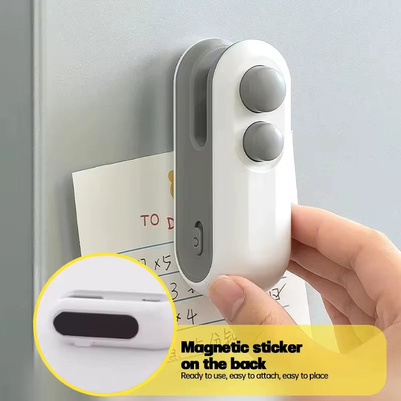Mini Bag Sealer 2 in 1 Rechargeable Bag Sealer Heat Seal with Cutter and Magnet Bag Resealer Machine for Plastic Bags Snack Bags
