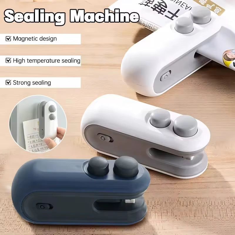 Mini Bag Sealer 2 in 1 Rechargeable Bag Sealer Heat Seal with Cutter and Magnet Bag Resealer Machine for Plastic Bags Snack Bags
