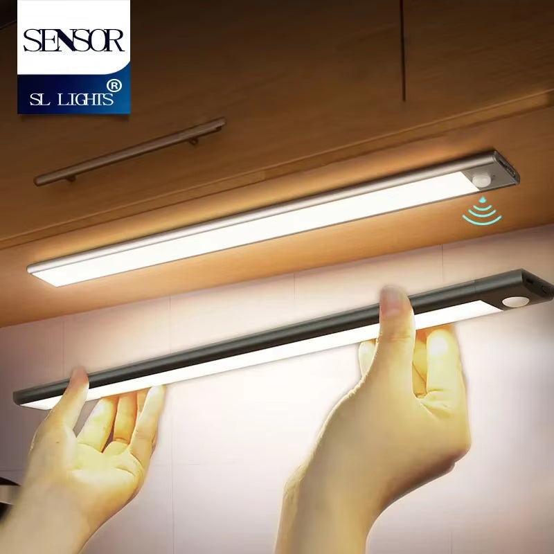 LED Motion Sensor under Cabinet Light USB Rechargeable LED Night Light for Closet Cabinet Kitchen Wardrobe Cupboard